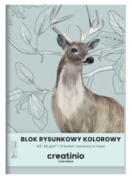 BLOK RYSUNKOWY A3 10 KARTEK KOLOROWY 80g/m2 CREATINO
