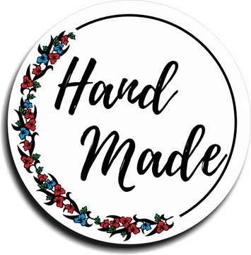 Naklejki HAND MADE BIAŁE RĘKODZIEŁO 100szt 4,5cm