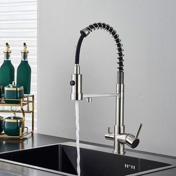 Трехходовой кухонный смеситель для фильтра Inox - Стальной трос IX