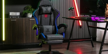 ПОВОРОТНОЕ ИГРОВОЕ КРЕСЛО С RGB СВЕТОДИОДНОЙ ПОДГОТОВКОЙ И МАССАЖНЫМ КРЕСЛОМ