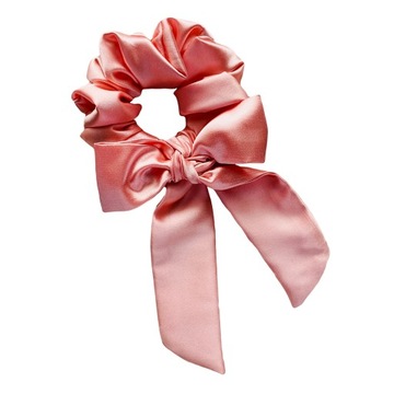 Gumka do włosów satyna scrunchie wstążka Łosoś
