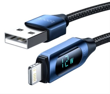 TOOCKI kabel 2 metry USB A do IPHONE LIGHTNING QC PD 2.4A 2M
