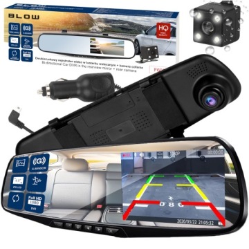 WIDEOREJESTRATOR KAMERA SAMOCHODOWA LUSTERKO REJESTRATOR PRZÓD TYŁ FULL HD