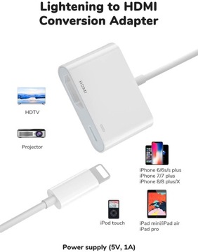 АДАПТЕР LIGHTNING АДАПТЕР HDMI AV iPad iPhone