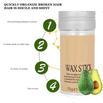 ВОСКОВЫЙ СТИК ДЛЯ ВЫСТУПАЮЩИХ ВОЛОС, РАЗГЛАЖИВАЮЩИЙ ПРИЧЕСКУ, 75 г