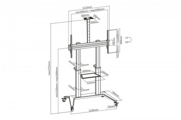 Одинарная мобильная стойка с полкой и,.''.,.