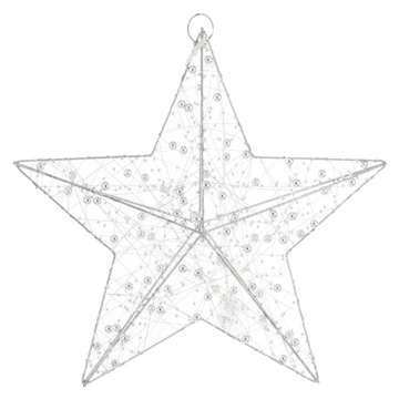 WISZĄCA OZDOBA SREBRNA GWIAZDA LED 30CM