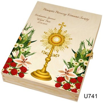 Pamiątka komunii szkatułka na prezent z biblią