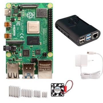 Zestaw Raspberry Pi 4B 8GB obudowa wentylator+akcs