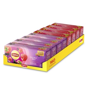 Zestaw Lipton herbatka owocowa mix smaków Malina Bez, Truskawka 8x20torebek