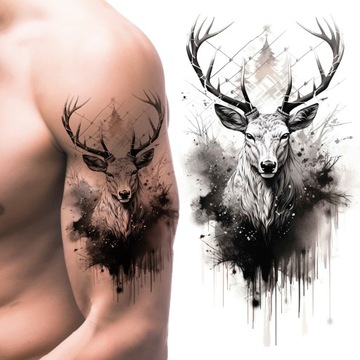 TATUAŻE ZMYWALNE TATUAZ TYMCZASOWY WODNY JELEŃ LAS
