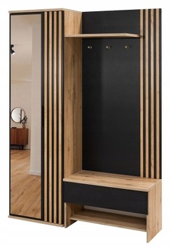 Nowoczesna garderoba MILO 140 LAMELE LOFT dąb wotan + czarny