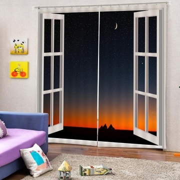 2 шт. Пейзажные занавески для окон и дверей с 3D-печатью 9 #