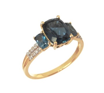 ZŁOTY PIERŚCIONEK TOPAZ DIAMENTY 585 R. 16 VERONA