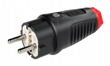 Wtyczka gumowana PCE 16A IP44 250 V czarna 0521-sr