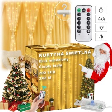 LAMPKI SOPLE CHOINKOWE 300LED KURTYNA ŚWIETLNA FLASH LED ZEWNĘTRZNE Z HAK