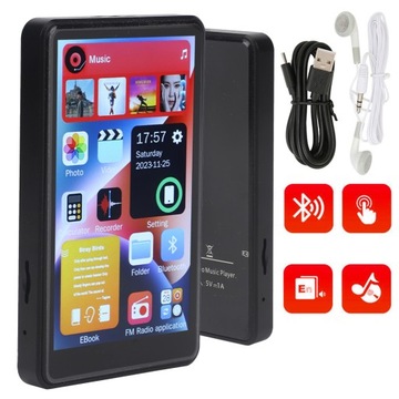 Odtwarzacz MP4 MP3 Bluetooth dotykowy E-book Dyktafon 16GB PL MENU