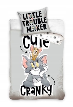 160x200 POŚCIEL Loonely TOM I JERRY KOT MYSZ SZARA