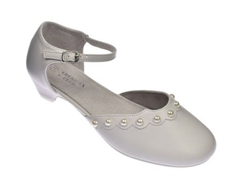 Buty komunijne białe balerinki z obcasem do komunii kom 59/24 roz. 36