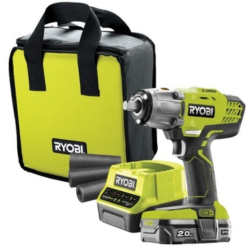 RYOBI R18IW3-120S УДАРНЫЙ гайковерт 18 В Аккумулятор 2,0 Ач + зарядное устройство + 2 РОЗЕТКИ