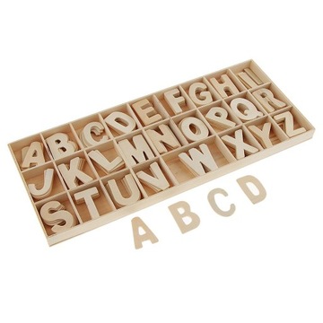 156 sztuk drewniane litery, drewniane kształty liter rzemieślniczych