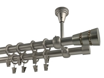 KARNISZ METAL SUFIT 19+19mm MIX wybór KOŃCÓWEK SATYNA 200cm galwanizowany
