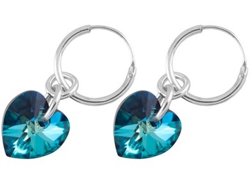 VERSIL kolczyki koła 12 mm serca Swarovski SREBRO