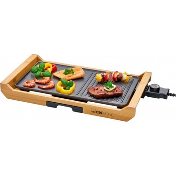 ELEKTRYCZNY GRILL STOŁOWY NA BAMBUSOWEJ CLATRONIC