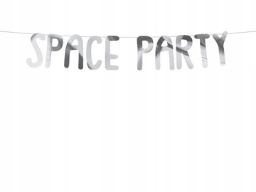 Baner Kosmos - Space Party, srebrny, 13x96cm