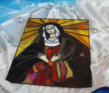 Витраж с изображением Марии, Богородицы для подвешивания.