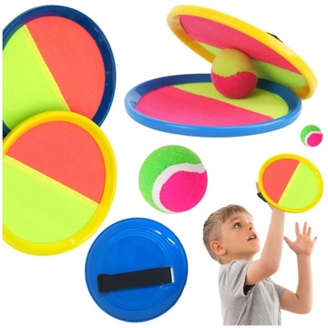 CATCH BALL GRA NA RZEPY RZUCAJ ŁAP PALETKI Z RZEPAMI + PIŁKA ZESTAW NA DWÓR