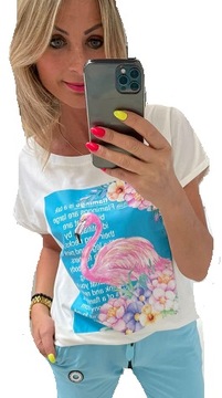 Włoska FLAMING kwiaty ptak ombre typ cocomore S/M