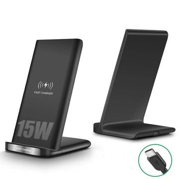 Szybka Ładowarka INDUKCYJNA Bezprzewodowa Stojak QI FAST CHARGE USB-C 15W