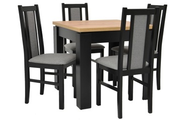 4 krzesła B-14 CZARNE i Stół 80x80 cm CRAFT