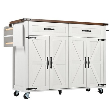 Kitchen island w/ extendable top, 4 doors & 2 drawers, wood finish