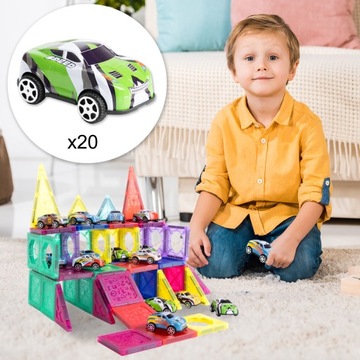 3D МАГНИТНЫЕ ОБРАЗОВАТЕЛЬНЫЕ КОНСТРУКТОРЫ 20 МАШИНОК ГОРКА 68 EL