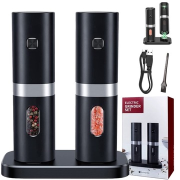 Elektryczny Młynek DO Pieprzu I Soli USB-C Ładowania - Zestaw 2 Sztuki
