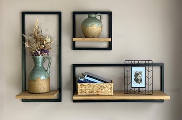 КОМПЛЕКТ ПОДВЕСНЫХ ПОЛОК LOFT ДУБ НАТУРАЛЬНЫЙ МЕТАЛЛ