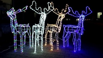 RENIFER JELONEK ŚWIECĄCY KRĘCI GŁOWĄ DEKORACJA LED 3D XXL120CM+ FLASH BŁYSK