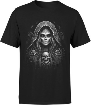 KOSZULKA MĘSKA Z NADRUKIEM SANTA MUERTE GOTH ROZ S T-SHIRT MĘSKI TSHIRT