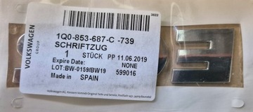 ZNAK NÁPIS NÁLEPKA ŠTÍTEK VW EOS