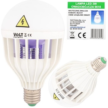 LAMPA ŻARÓWKA OWADOBÓJCZA LED KOMARY MUCHY E27
