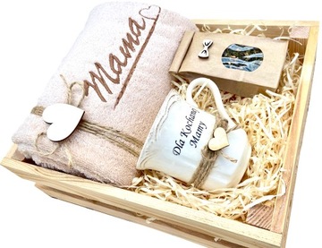 PIĘKNY ZESTAW Prezent dla Mamy Porcelanowy Kubek