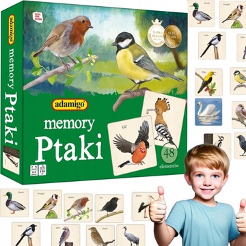 PTAKI MEMORY - EDUKACYJNA GRA TOWARZYSKA Adamigo - PAMIĘĆ, KONCENTRACJA