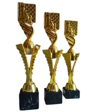 Puchary Statuetki SZACHOWE - szachy + grawery - komplet na turniej