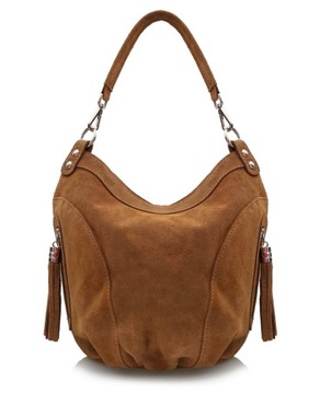 TOREBKA zamszowa worek z frędzelkami CZERWONA