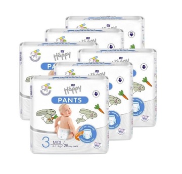 ZESTAW Pieluchomajtki Happy Pants Midi 6-11kg 156szt.