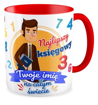 Kubek czerwony NAJLEPSZY KSIĘGOWY Twoje imię