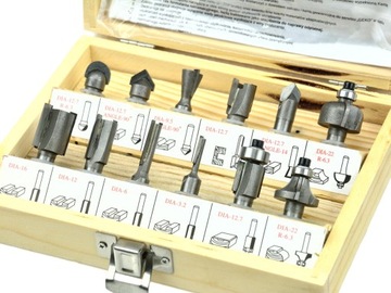 Набор из 12 фрез HSS по дереву, фреза GEKO 8 мм.