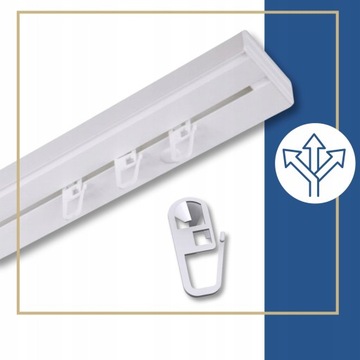 Карниз одинарный, потолочный рельс с крышкой, 1 направляющая каждые 10 см.